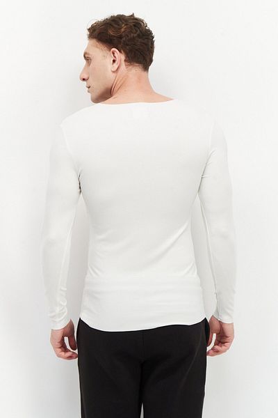 Calvin Klein Men Round Neck Long Sleeve Brand Logo T-shirt, Ivory
