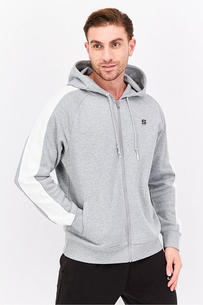 SKECHERS Men Sportswear Fit Long Sleeve Outdoor Hooded Jacket, Grey
