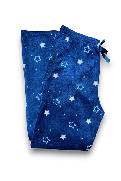 FORMO Pantaloni de pijama de calitate groase de iarnă pentru femei, albastru bleumarin, cu buzunare