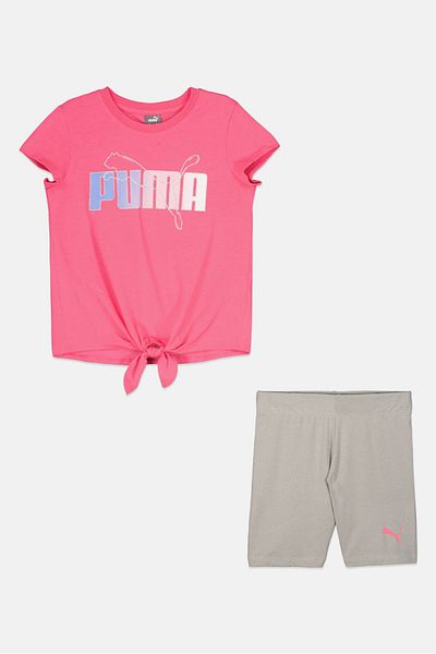 Puma Kids Girl Sportswear Fit Tops And Bottom Set, Grey