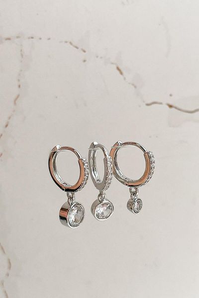 Modex Round Jewelled Triple Hoop Earrings
