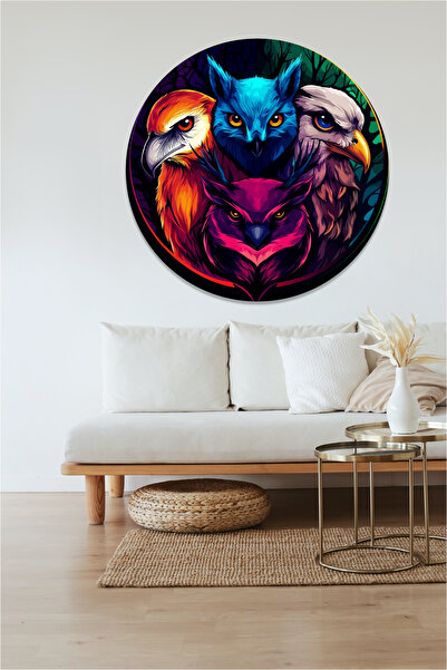 KOSS Dijital Autocolant rotund cu păsări de pradă colorate, autocolant în for...