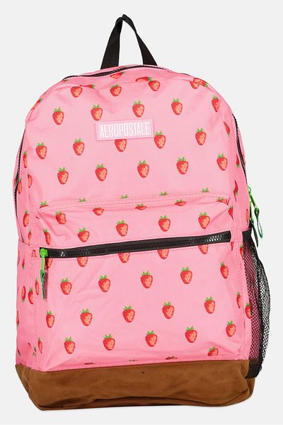 Aeropostale Women Strawberry Print Field Backpack 32 L x 44 H x 13 W cm, Pink Combo