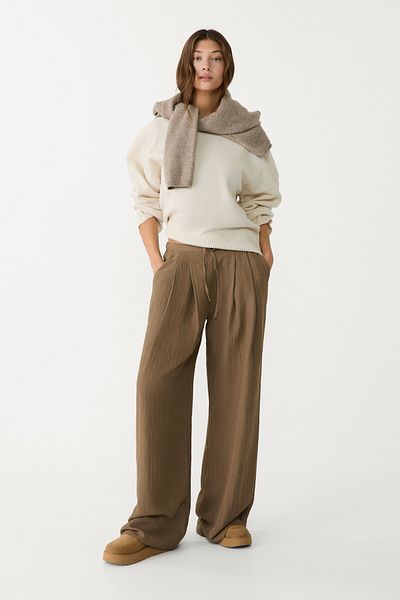 Stradivarius Textured drawstring trousers
