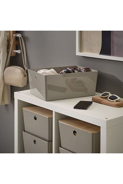 IKEA Kuggis, Closed Box, Subjective Grey-Beige-Bambu, 26X35X15 cm