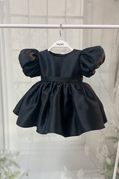 Bertuğ Bebek Parlak Siyah Kabarık Kız Çocuk Bebek Abiye Elbise