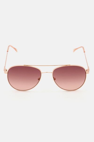 Calvin Klein Women Ck20120sw Marchon Aviator Sunglasses, Gold