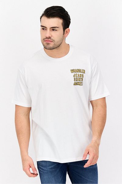 WRANGLER Men Crew Neck Short Sleeves Brand Logo T-shirt, White