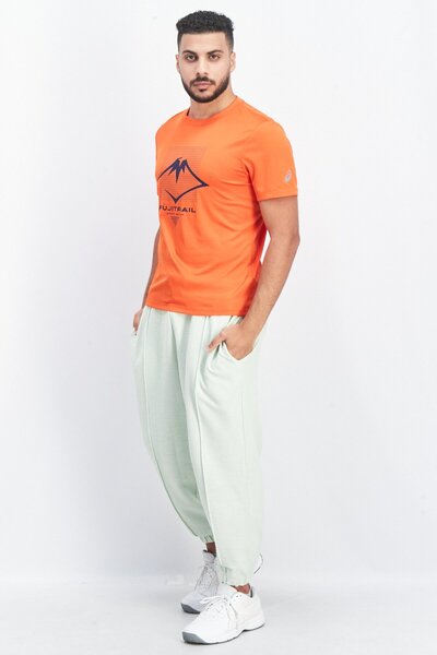 Asics Men Sportswear Fit Short Sleeve Running T shirt, Dark Orange Combo