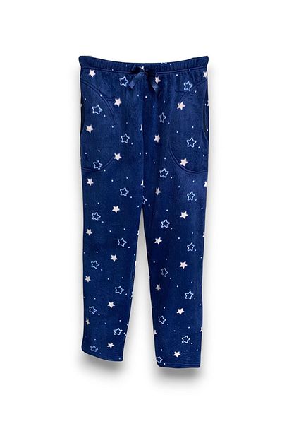 FORMO Pantaloni de pijama de calitate groase de iarnă pentru femei, albastru bleumarin, cu buzunare