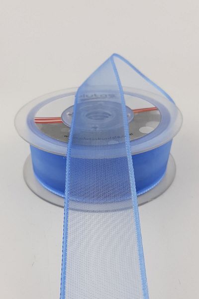 Hayalperest boncuk Baby Blue Plain Κορδέλα Σιφόν 2,5 cm 20 Mt