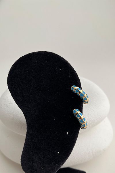 Modex Enamel Metal Minimal Hoop Earrings (Size:2Cm)