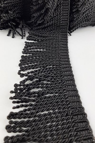 Hayalperest boncuk Black Twisted Bouillon Fringe Tassel 7 Cm