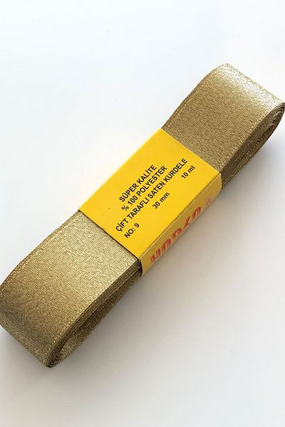 Hayalperest boncuk Panglică Galbenă Satinată Sclipici 3 Cm