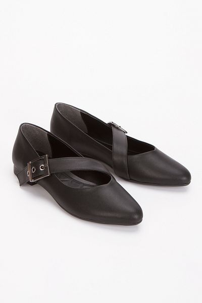 FRAPAN SOULYE Pantofi de damă cu cataramă, balerini casual și confortabili Culoare piele neagră, lux și accesibil, elegant
