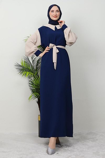 GİZ AGİYİM Κρεμ Χρώμα Κουβρά Φόρεμα Hijab