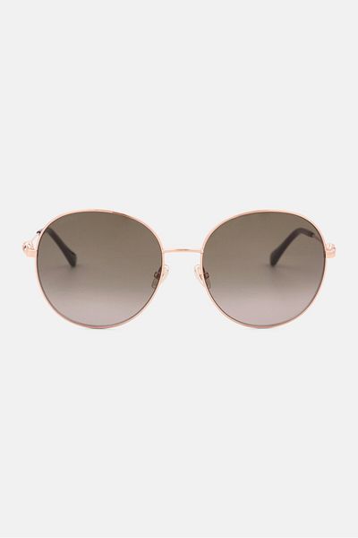 Jimmy Choo Women BIRDIE Round Sunglasses, Gold Combo
