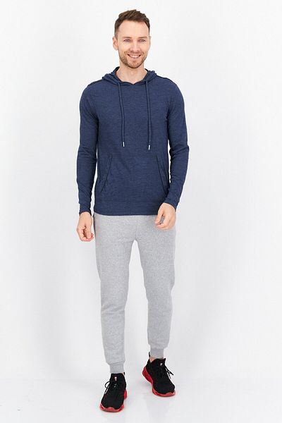 Company Eighty One Men Sportswear Fit Long Sleeves Heather Hoodies, Navy Blue
