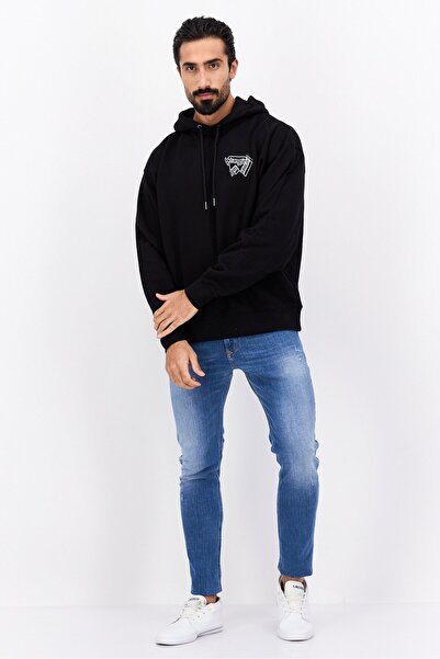 WRANGLER Men Hooded Long Sleeve Graphic Sweatshirt, Black