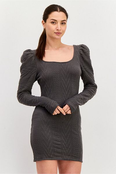Sadie & Sage Women Knitted Mini Dress, Grey