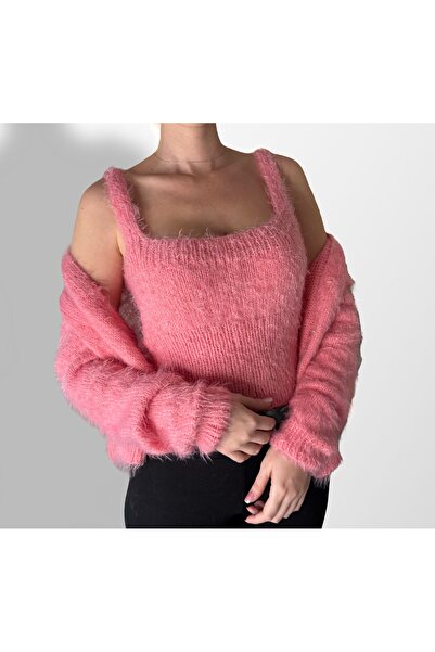 Yumuşacık El Örgüsü Pinterest Crop Hırka Takım