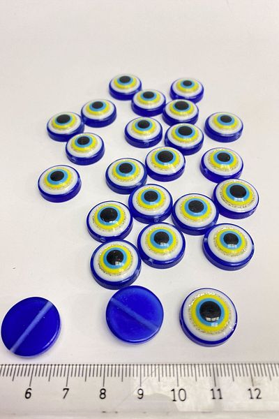 Hayalperest boncuk Gold Glitter Stitched and Pasted Evil Eye Bead