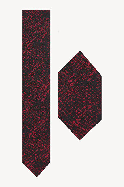 Ysf Erkek Siyah Bordo Kravat Mendil Set