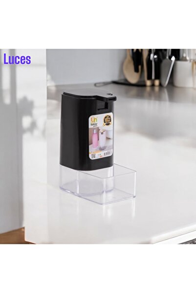 LUCES DESİGN Δοχείο υγρού σαπουνιού με 2 θήκες για σφουγγάρια, μαύρο, 2 θήκες...