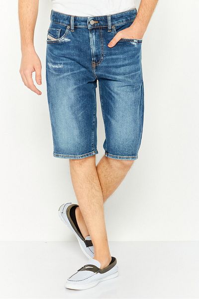Diesel Men Wash Denim Shorts, Navy