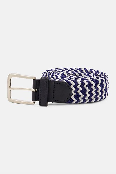 GAZZARRİNİ Men Braided Belt, Blue/white