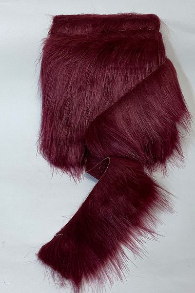 Hayalperest boncuk Artificial Plush Claret Red Faux Fur Strip