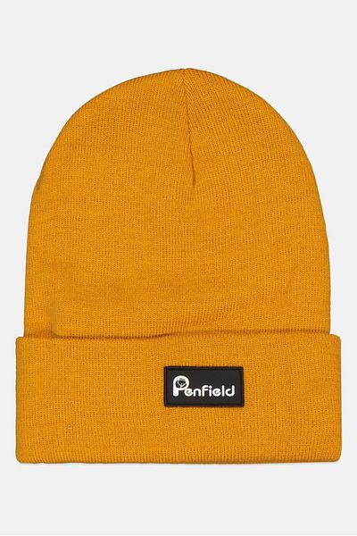 Penfield Men Brand Logo Knitted Beanie, Dark Yellow