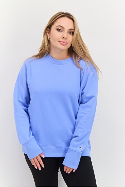 Champion سويت شيرت رياضي نسائي بأكمام طويلة مناسب للخارج، أزرق فاتح