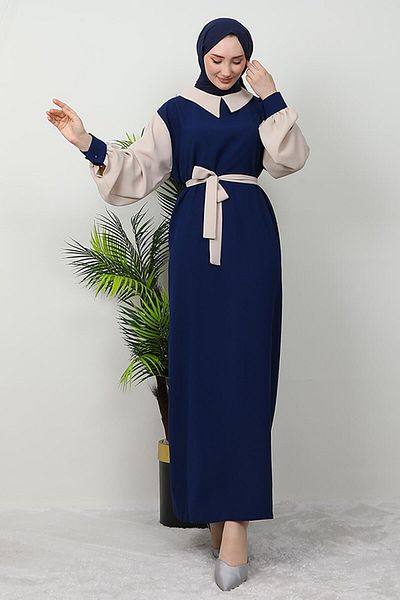 GİZ AGİYİM Κρεμ Χρώμα Κουβρά Φόρεμα Hijab