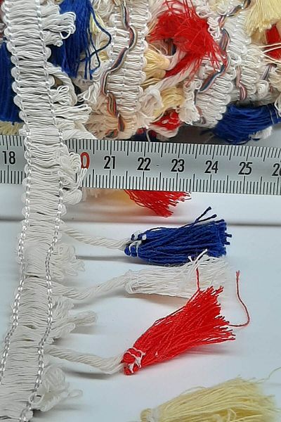 Hayalperest boncuk Navy Blue Cream Red Cotton Fringe Tassel