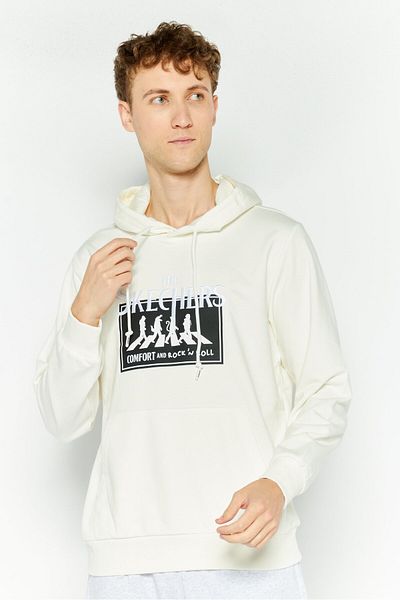 SKECHERS Men Sportswear Fit Long Sleeve Outdoor Hooded Sweatshirt, Off White