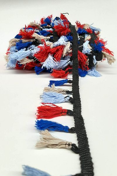Hayalperest boncuk Light Blue and Red Saxe Cotton Fringe Tassel