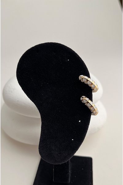 Modex Enamel Metal Minimal Hoop Earrings (Size:2Cm)