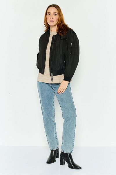 Pepe Jeans Women Brand Logo Bomber Jacket, Black