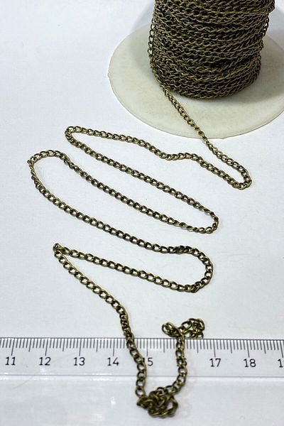 Hayalperest boncuk Antique Green Flat Metal Necklace Chain 10 Mt