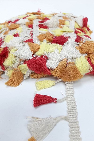 Hayalperest boncuk Cotton Red Yellow Fringe Tassel
