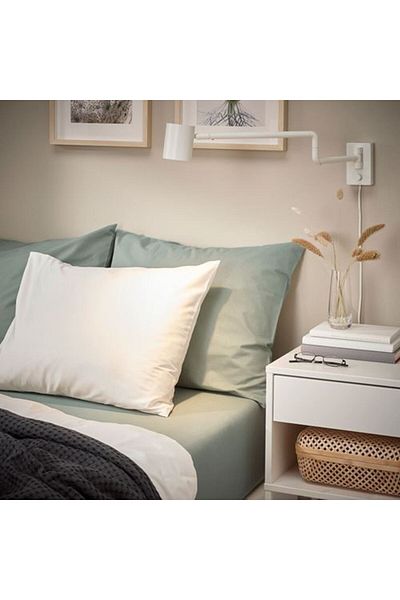 IKEA - Dvala, Fitted Sheet, Gray-Green, 160X200 cm