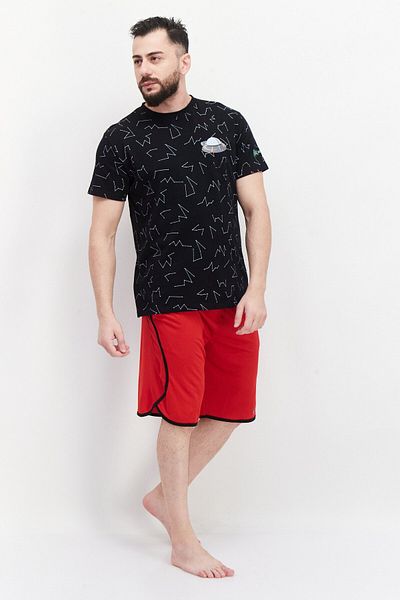 Ricky And Morty Men Crew Neck Short Sleeve Allover Print T Shirt, Black Combo
