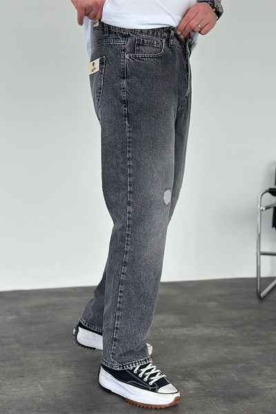 MADZEYMODA Ανδρικό τζιν παντελόνι με φαρδιά εφαρμογή με σκισίματα KE-341