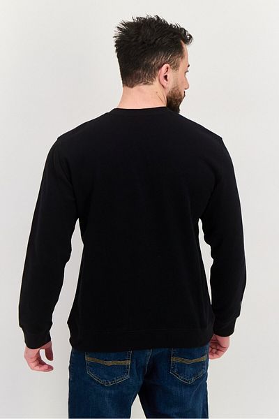 Hurley Men Crew Neck Long Sleeve Brand Logo Sweatshirt, Black