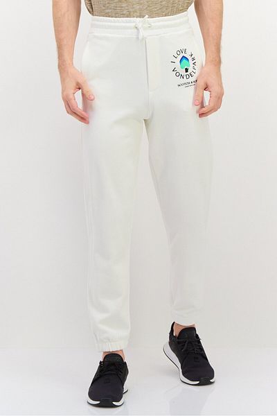 Scotch & Soda Men Regular Fit Brand Logo Jogger Pants, White