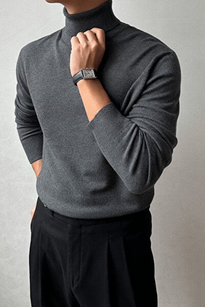 Tarz Cool Men's Smoked Full Fisherman Slim Fit Knitwear Sweater