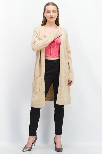 Esprit Women Textured Long Sleeve Cardigan, Beige
