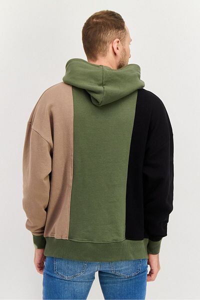 Good For Nothing Men Hooded Graphic Print Long Sleeves Sweatshirt, Olive Combo