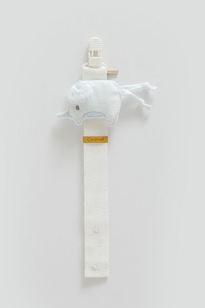Caramell Blue Figured Pacifier Strap Compatible for 0-18 Months Newborn Babies